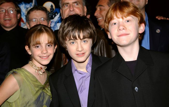 Watson, Radcliffe et Grint en 2001