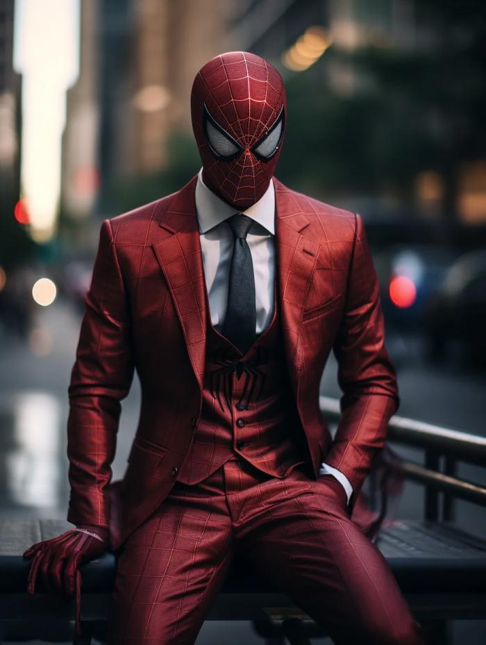 spiderman dans un costume rouge