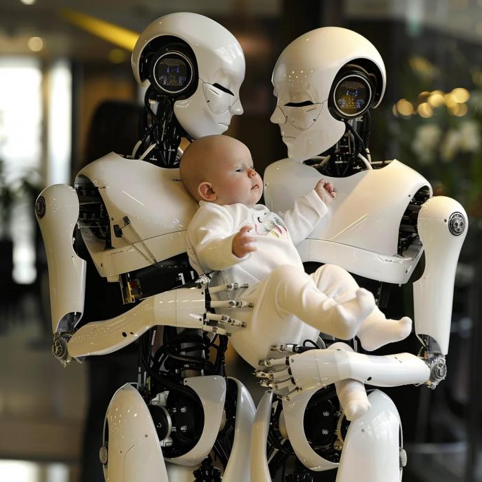 un bébé élevé par des robots