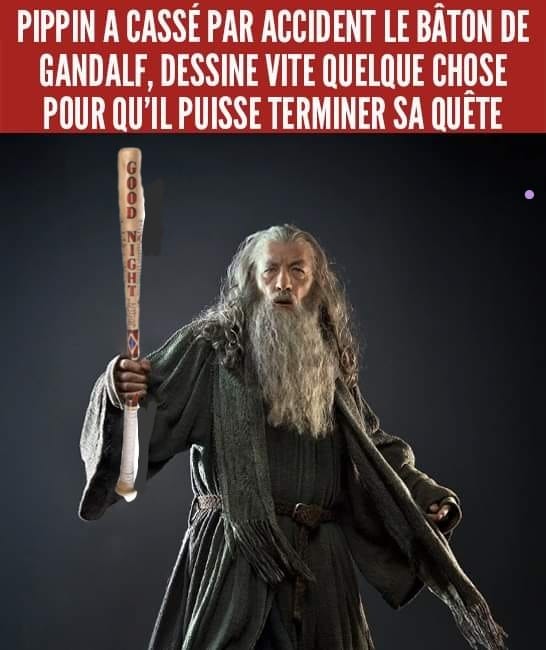 Gandalf qui tient une batte