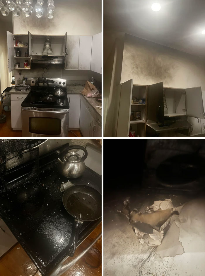 une cuisine complètement détruire