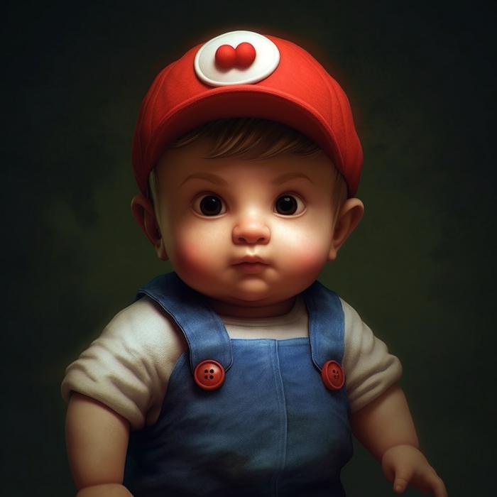 Baby Mario recréé en version réaliste par une IA.