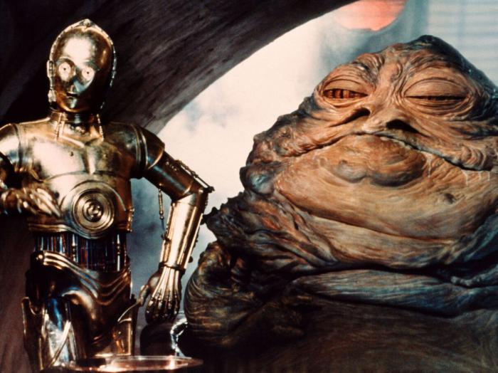 C3P-O et Jabba dans Star Wars VI : Le Retour du Jedi