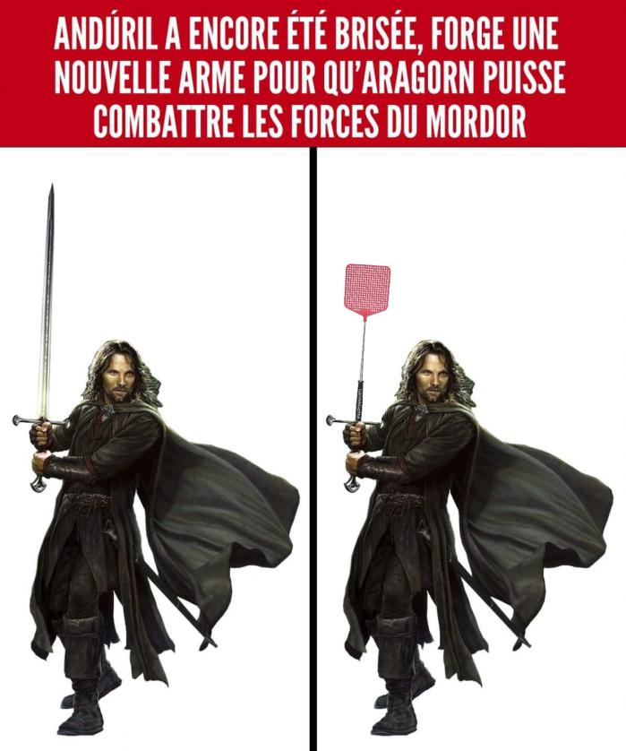 Aragorn avec une tapette à mouche
