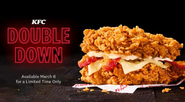 publicité pour le retour du Double Down chez KFC