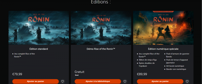 rise of the ronin éditions ps5