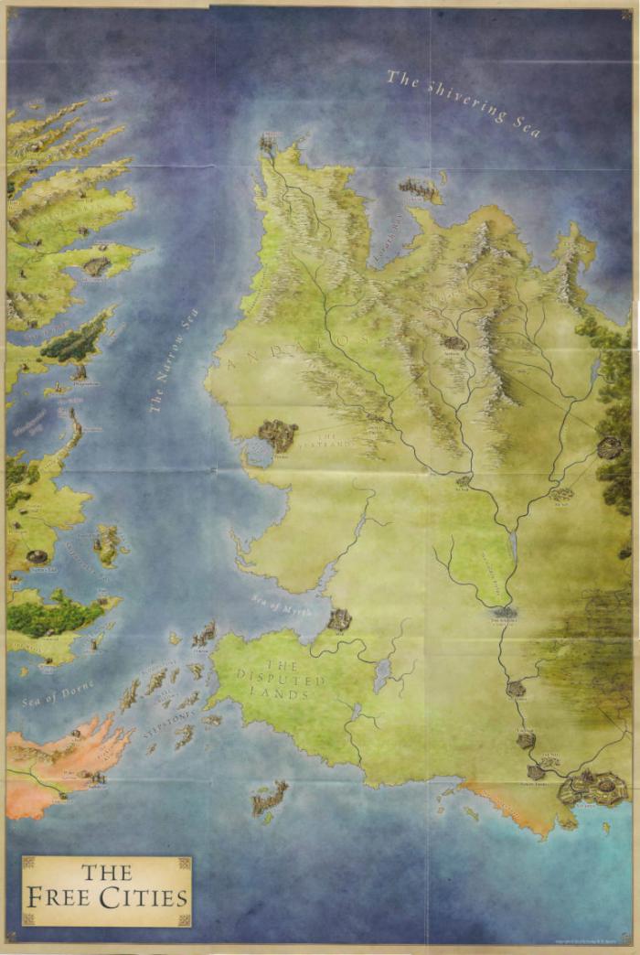 Carte game of thrones du détroit séparant essos de westeros 