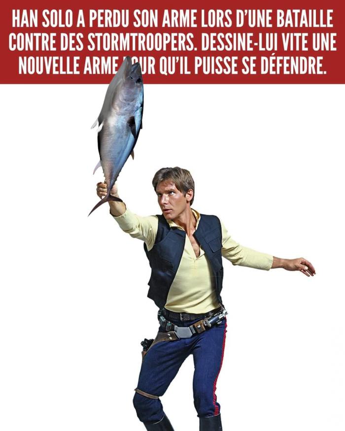 Han Solo qui tient un poisson