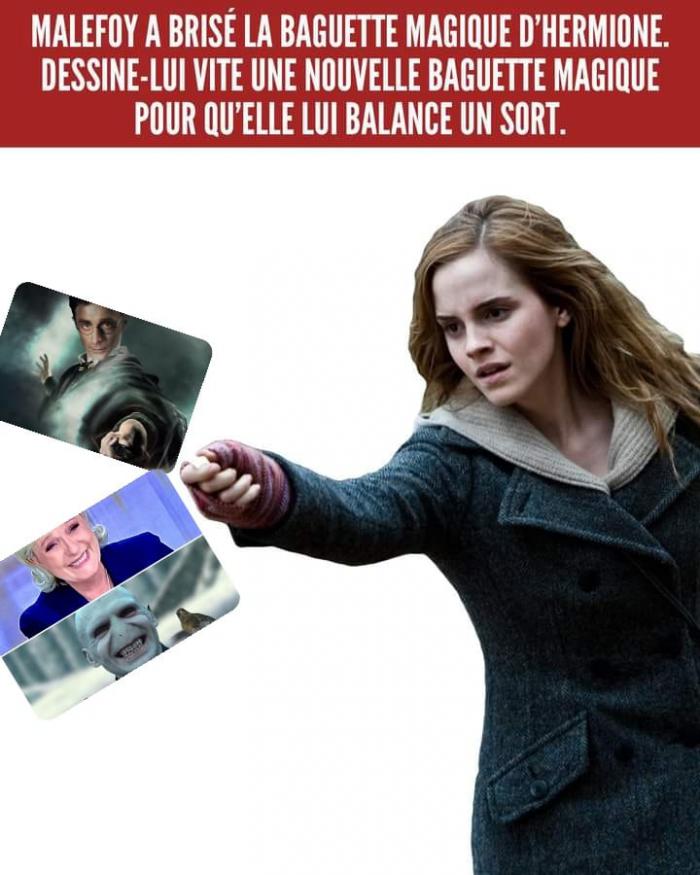 Hermione avec Eric Zemmour, Marine Le Pen et Voldemort