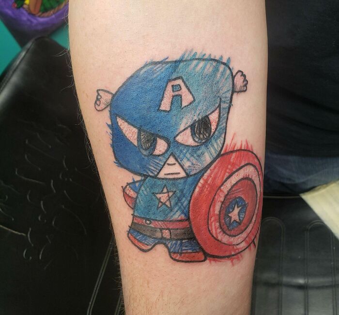 tatouage marvel captain ameria