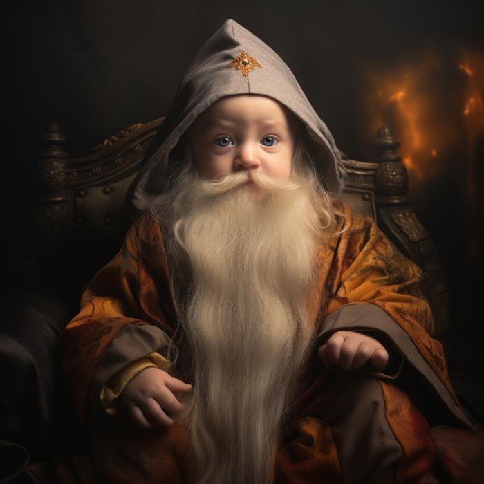 Dumbledore recréé en version bébé par une IA.