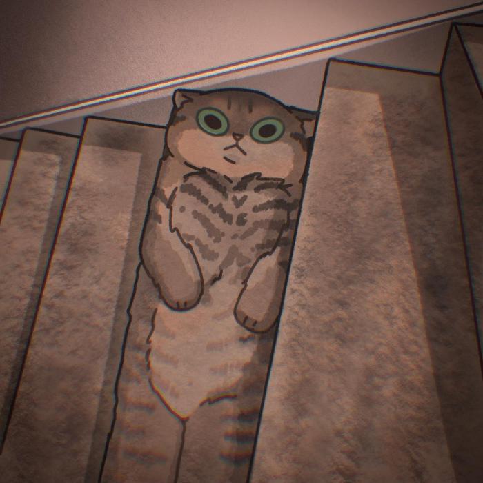 un chat escalier version cartoon