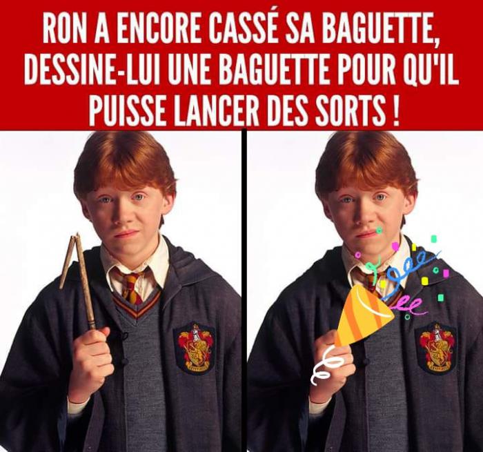 Ron Weasley avec des confettis