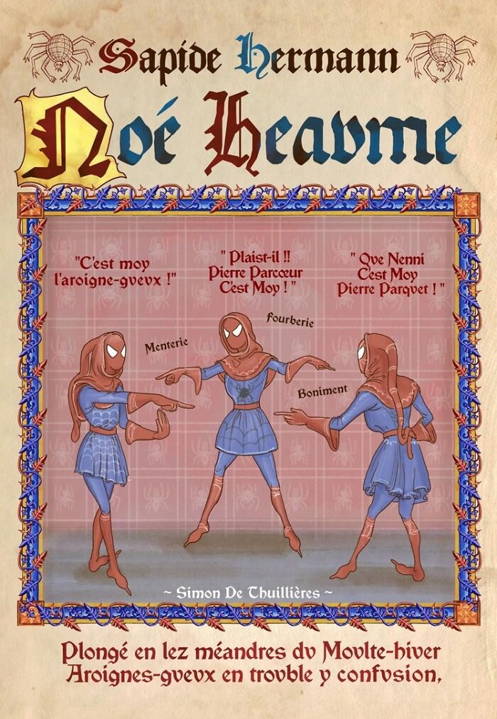Affiche médiévale Spiderman