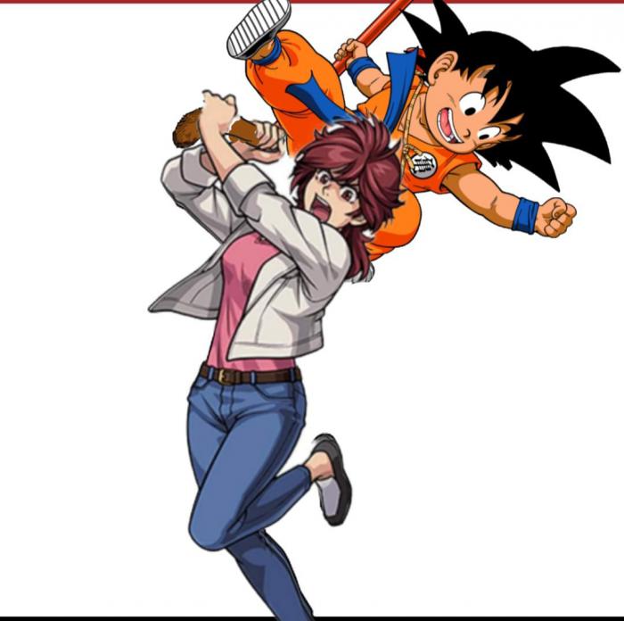 Laura qui tient Goku