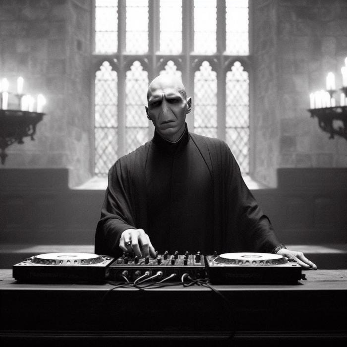 Voldemort avec une table de mixage