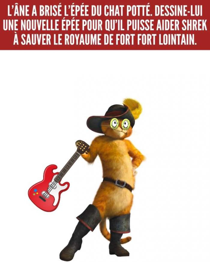 Le Chat Potté avec une guitare