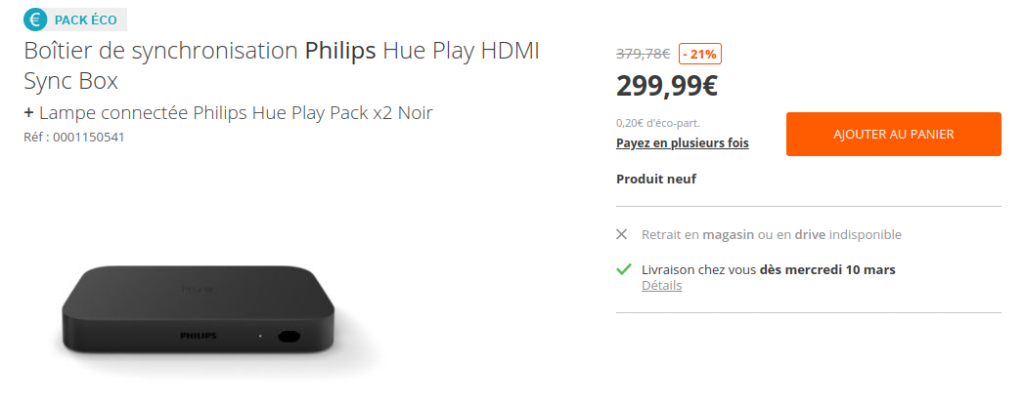 Lampe connectée Philips Hue Play Pack x2 Noir - Lampe connectée