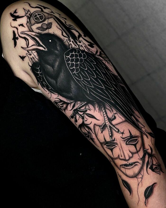tatouage corbeau