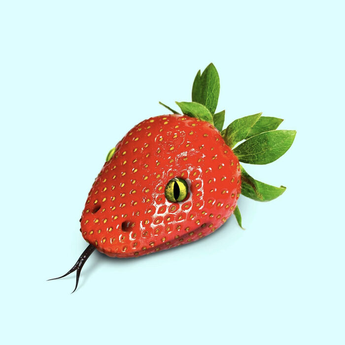 une fraise serpent