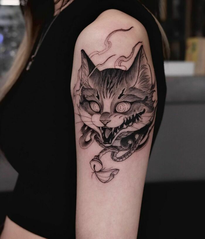 tatouage chat gothique
