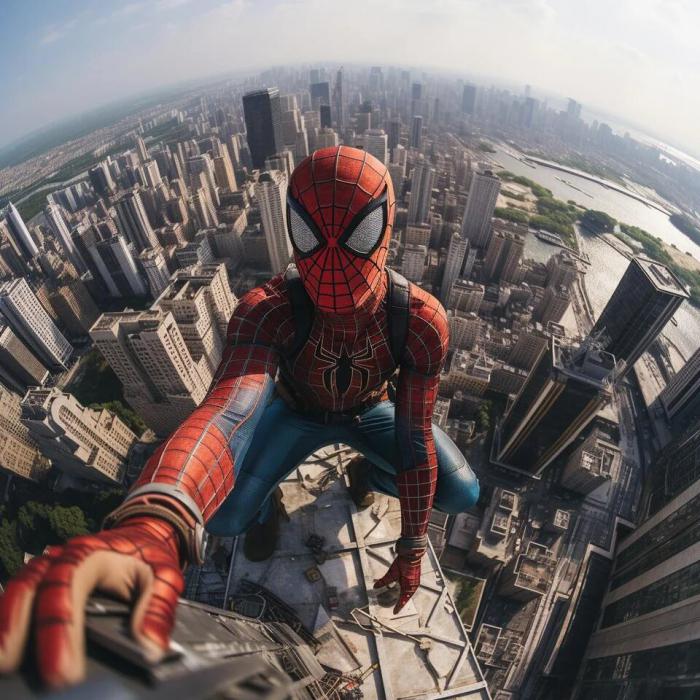 midjourney selfie spider man