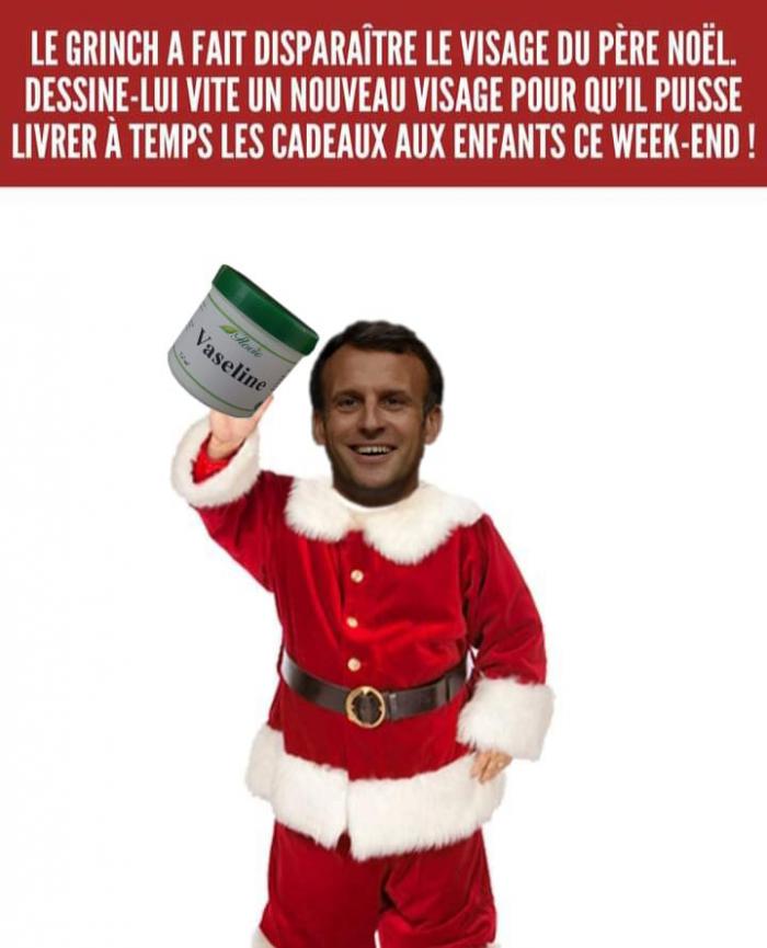 Emmanuel Macron avec un pot de vaseline