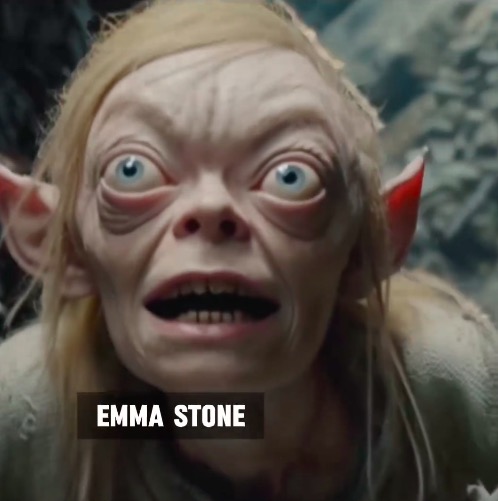 Emma Stone en Gollum 