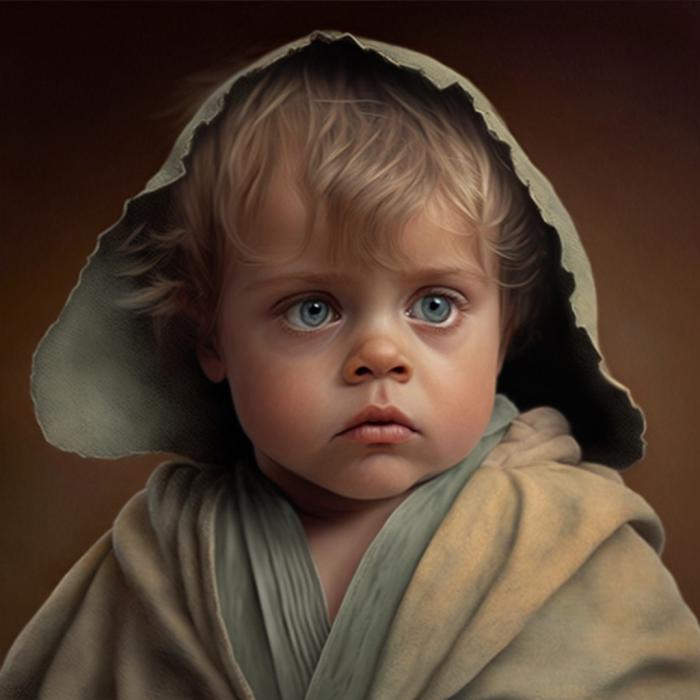 Lukę Skywalker de Star Wars recréé en version bébé par une IA.
