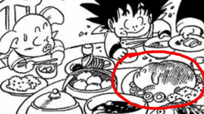 dragon ball goku eat pig with olong