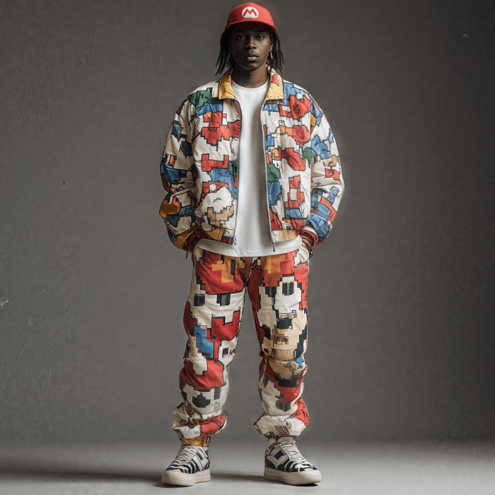 Une tenue sportwear avec motif Mario