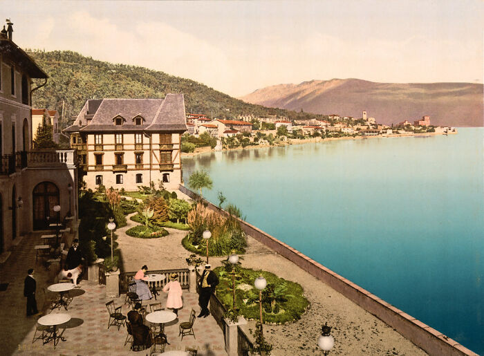 Vue de l’hôtel Fasano, Lago Di Garda, Italie, vers 1895