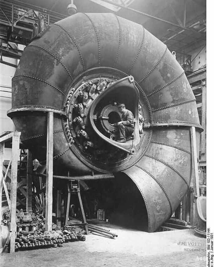 Une turbine spirale de 9000 CV pour une centrale électrique en Norvège, en 1928