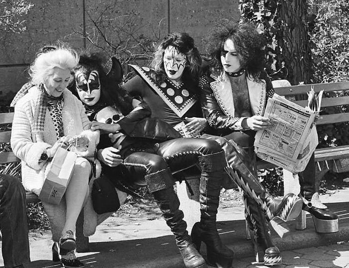 Le groupe Kiss à Central Park en 1974