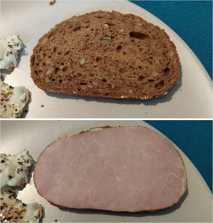 La tranche de jambon qui va avec le pain