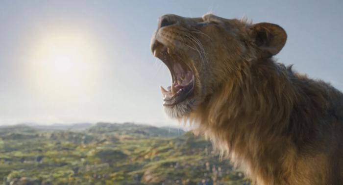 Le roi lion Mufasa en train de rugir