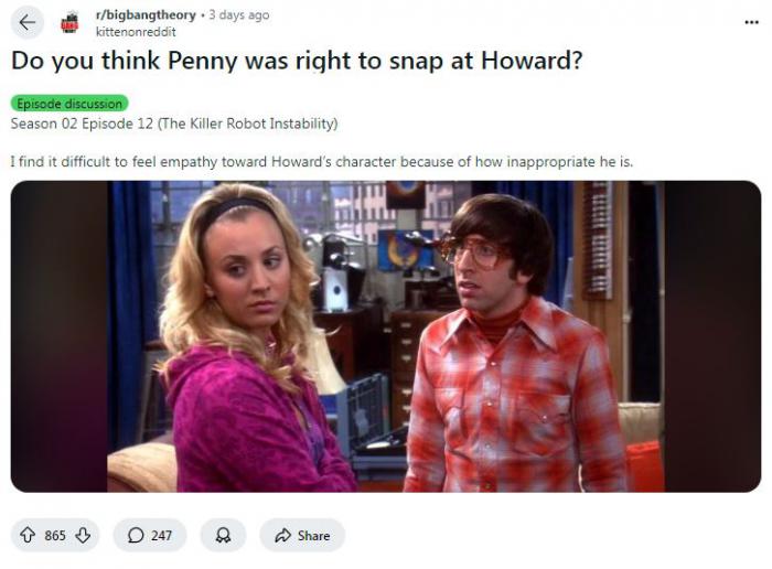 Le post Reddit sur Big Bang Theory