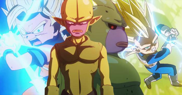 Goku, Majin Kuu, Majin Duu et Vegeta