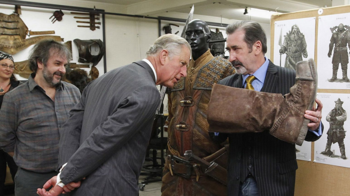 Prince Charles (Now King Charles III) visited Weta Workshop and  The Hobbit movies set with    Mark Hadlow / dori and peter jackson