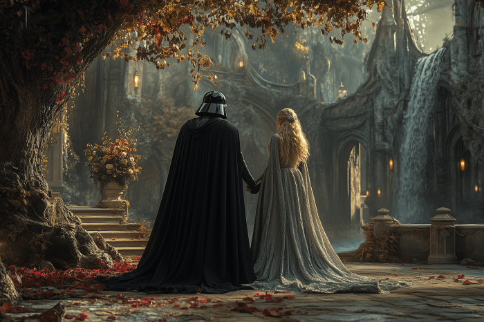 Galadriel et Dark Vador main dans la main