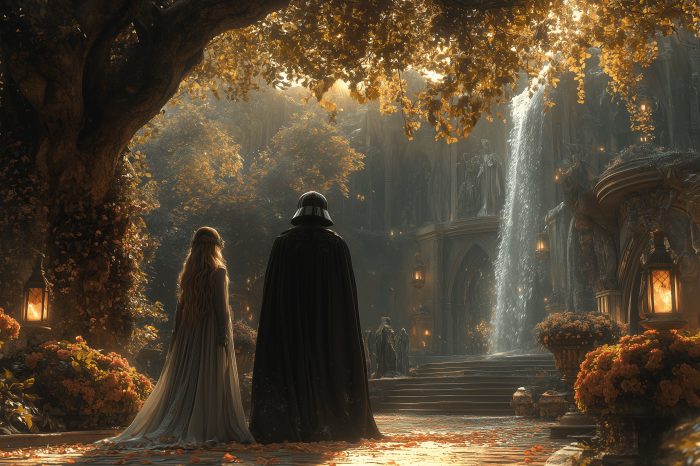 Une promenade de Galadriel avec Dark Vador