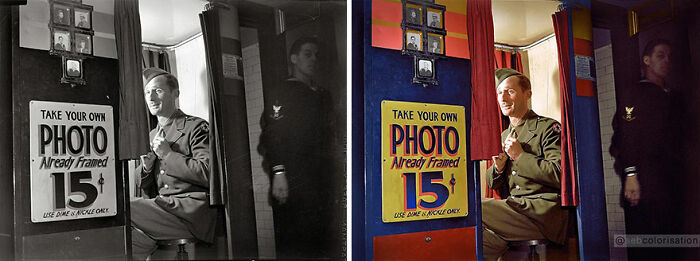 Photomaton dans le hall du Centre de service à Washington en 1943