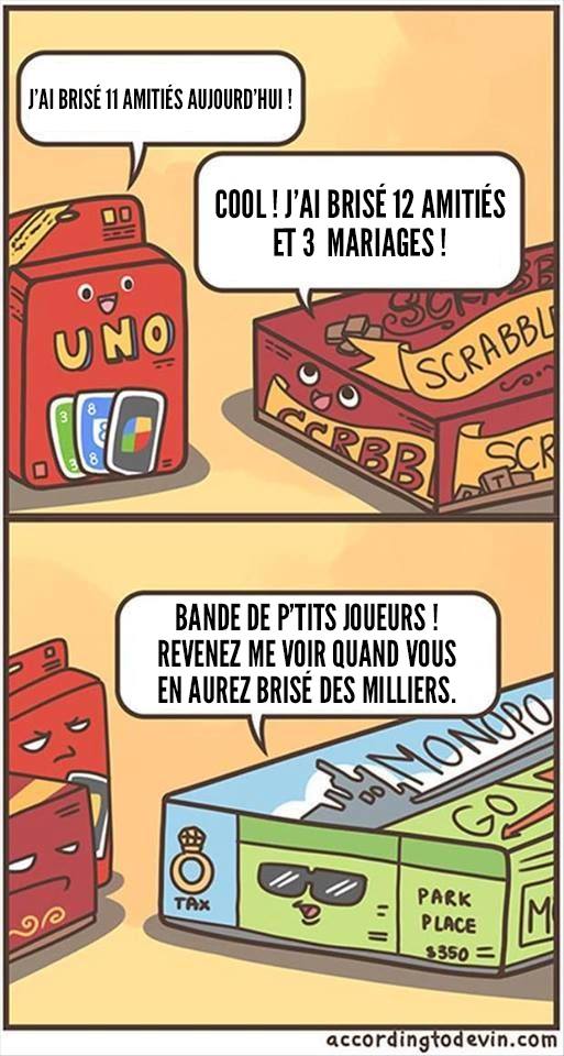 Uno, Scrabble et Monopoly