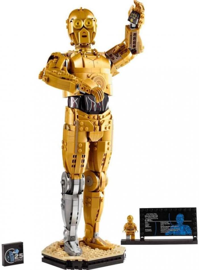 Figurine LEGO C-3PO avec plaque de présentation