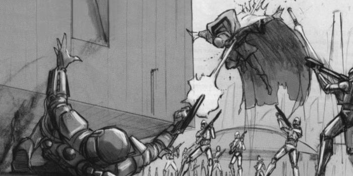 Storyboard de la mort de Mace Windu