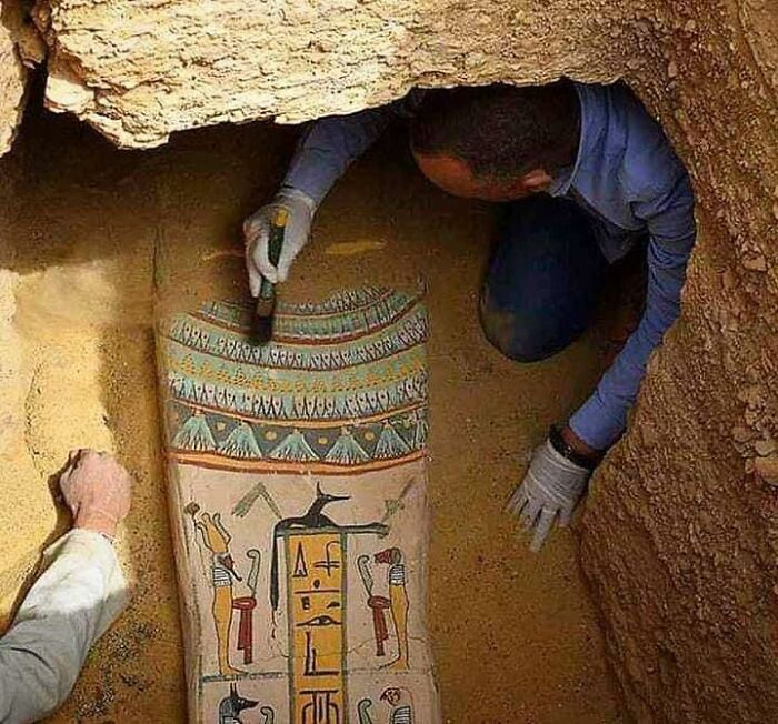 Sarcophage à Saqqarah, à Gizeh en Égypte