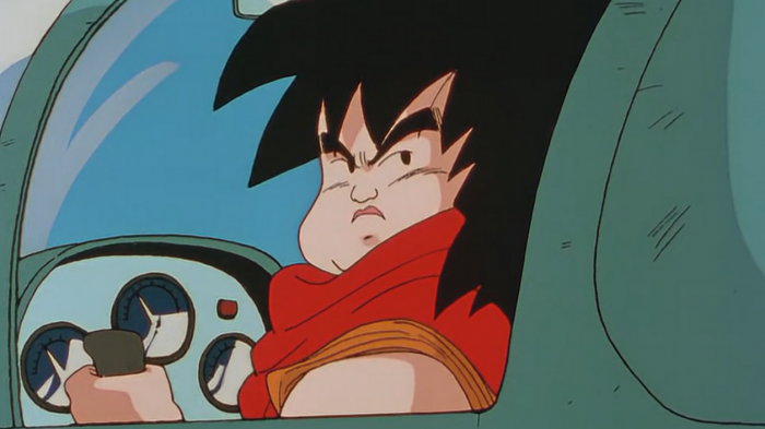 dragon ball Yajirobe driving a car