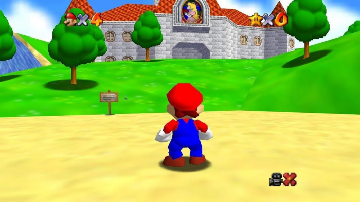 Super Mario 64 Mario devant le château