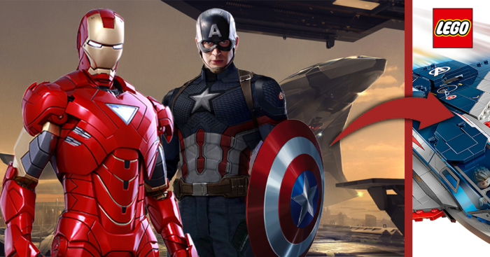 Iron Man, Captain America et le Quinjet des Avengers