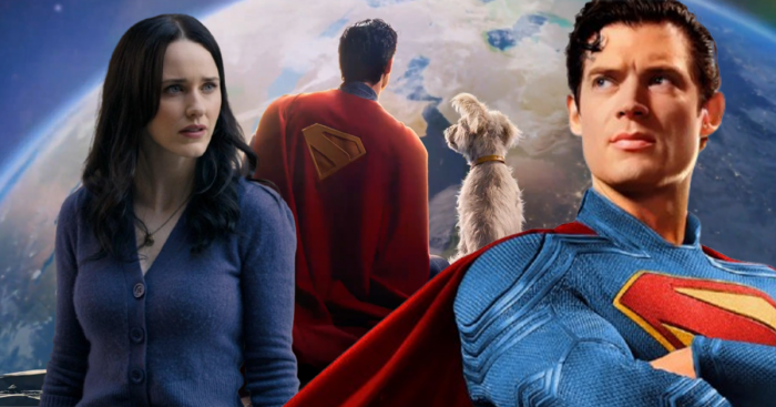 Rachel Brosnahan (Lois Lane), Krypto et David Corenswet (Superman)